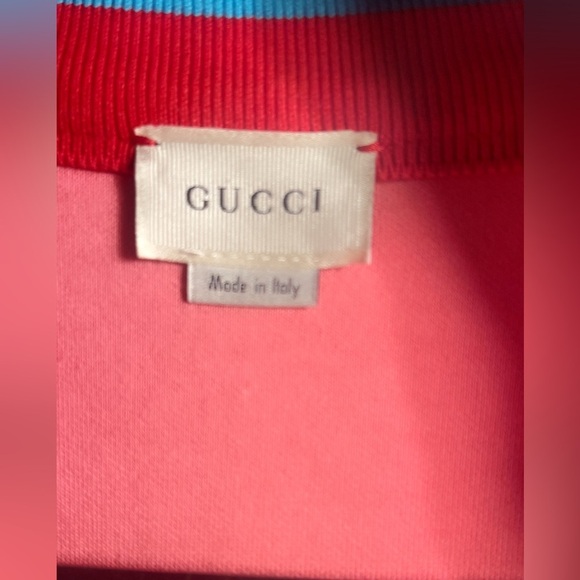 Authentic Girls Gucci Red Blue Designer Sweatshirt Ribbed Collar Back Logo 10 - Picture 5 of 6